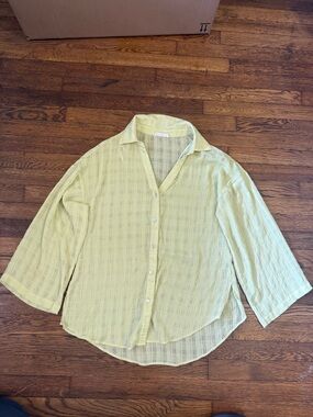 Light Yellow Semi-Sheer Button-Up Shirt